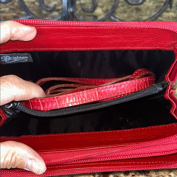 Brighton Red Embossed Clutch with Silver Accent - Picture 8 of 12